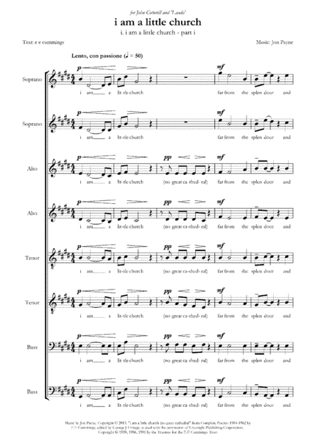 Free Sheet Music I Am A Little Church E E Cummings