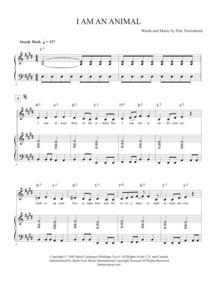 Free Sheet Music I Am An Animal