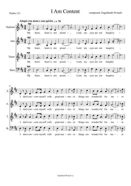 Free Sheet Music I Am Content Psalm 131 Satb