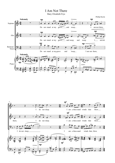 I Am Not There Choir In Three Parts Sab Sheet Music