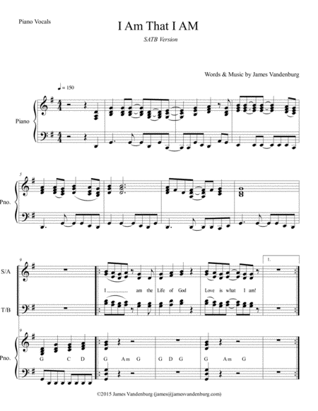 Free Sheet Music I Am That I Am