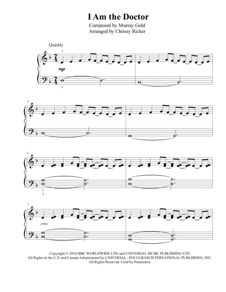 I Am The Doctor Easy Piano Sheet Music