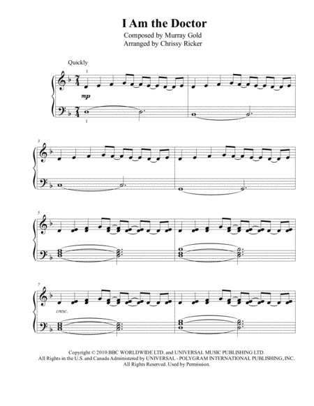 Free Sheet Music I Am The Doctor Late Intermediate Piano