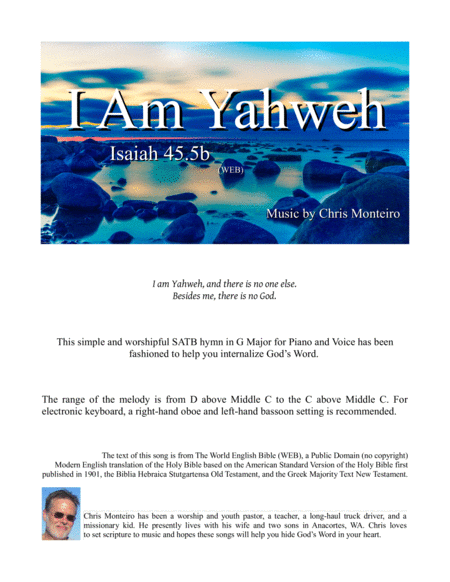 I Am Yahweh Isaiah 45 5b Web Sheet Music