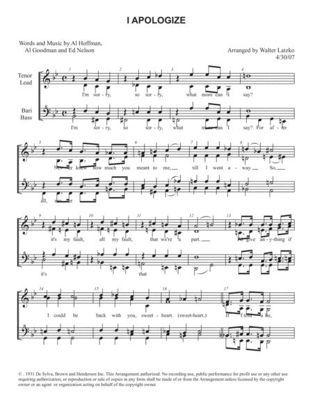 Free Sheet Music I Apologize