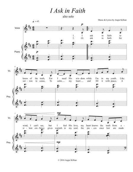 Free Sheet Music I Ask In Faith Per Copy