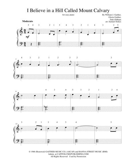 I Believe In A Hill Called Mount Calvary For Easy Piano Sheet Music