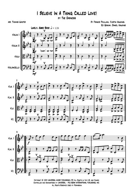 Free Sheet Music I Believe In A Thing Called Love String Quartet Trio Duo Or Solo Violin