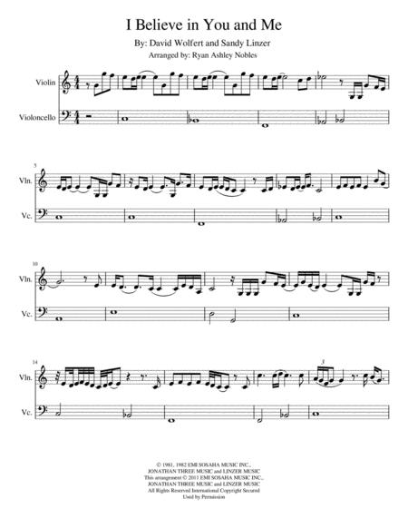 I Believe In You And Me Sheet Music