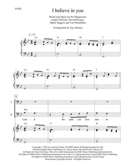 I Believe In You Choir And Piano Sheet Music