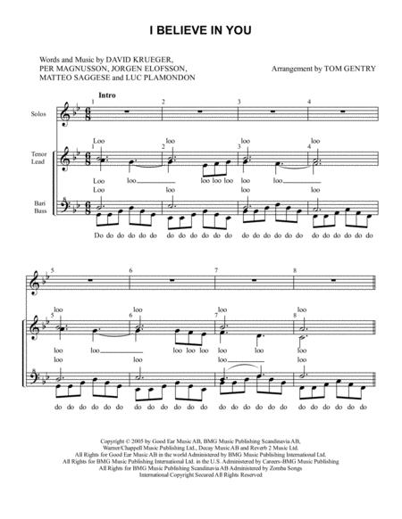 I Believe In You Sssaaa In English And French Sheet Music