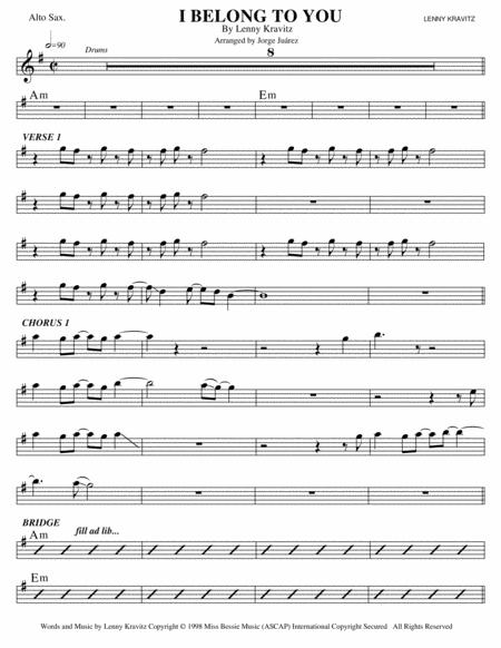 I Belong To You Alto Sax Sheet Music