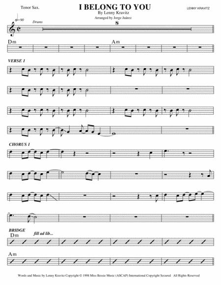 I Belong To You Tenor Sax Sheet Music