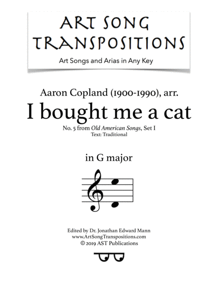 I Bought Me A Cat G Major Sheet Music