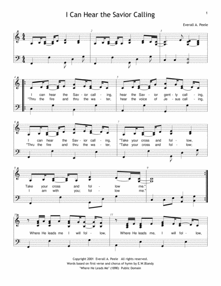 Free Sheet Music I Can Hear The Savior Calling