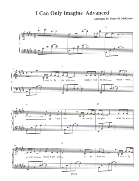 Free Sheet Music I Can Only Imagine Advanced