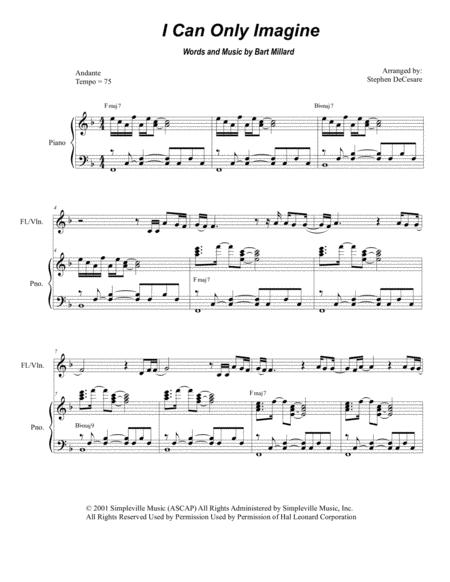 Free Sheet Music I Can Only Imagine For Flute Or Violin Solo And Piano