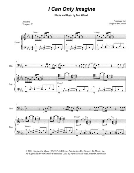 Free Sheet Music I Can Only Imagine For Trombone Solo And Piano