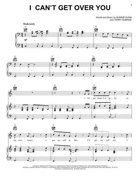 Free Sheet Music I Cant Get Over You