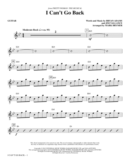 I Cant Go Back From Pretty Woman The Musical Arr Mark Brymer Synthesizer Sheet Music