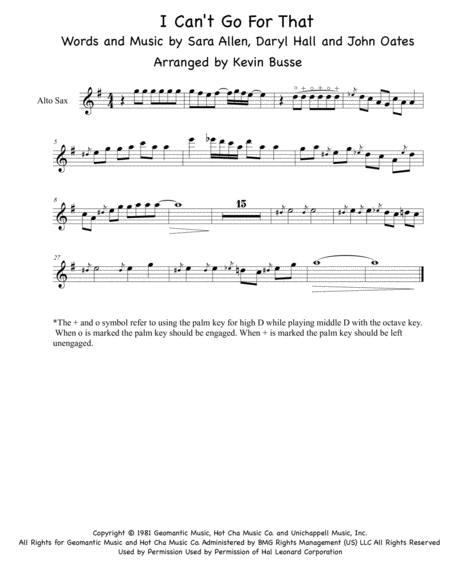 Free Sheet Music I Cant Go For That Alto Sax Solo