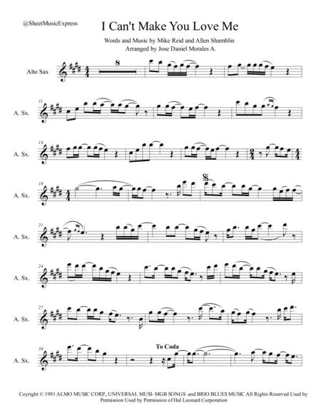 I Cant Make You Love Me For Alto Sax Sheet Music