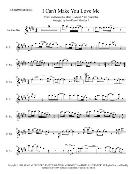 I Cant Make You Love Me For Baritone Sax Sheet Music