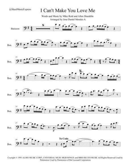 Free Sheet Music I Cant Make You Love Me For Bassoon