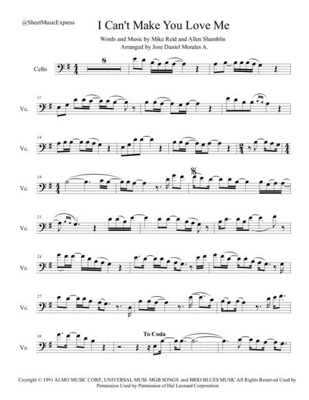 Free Sheet Music I Cant Make You Love Me For Cello