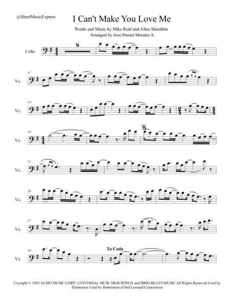 I Cant Make You Love Me For Cello Sheet Music