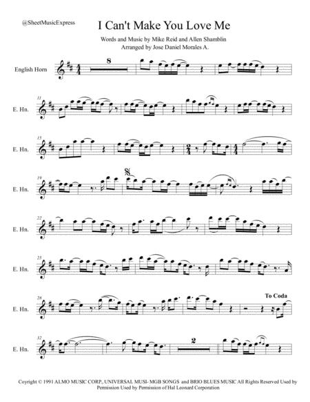 Free Sheet Music I Cant Make You Love Me For English Horn