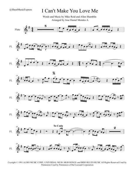 I Cant Make You Love Me For Flute Sheet Music