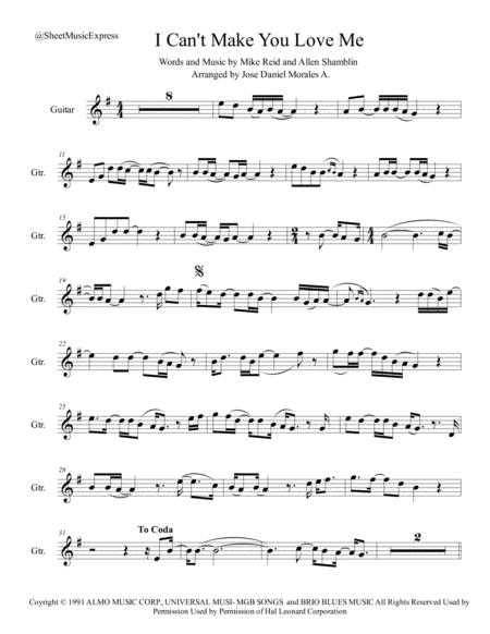 I Cant Make You Love Me For Guitar Sheet Music