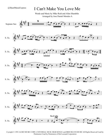 Free Sheet Music I Cant Make You Love Me For Soprano Sax