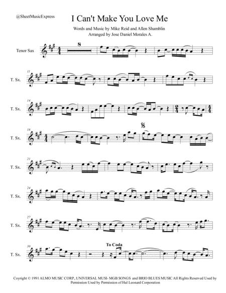 Free Sheet Music I Cant Make You Love Me For Tenor Sax