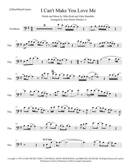 Free Sheet Music I Cant Make You Love Me For Trombone