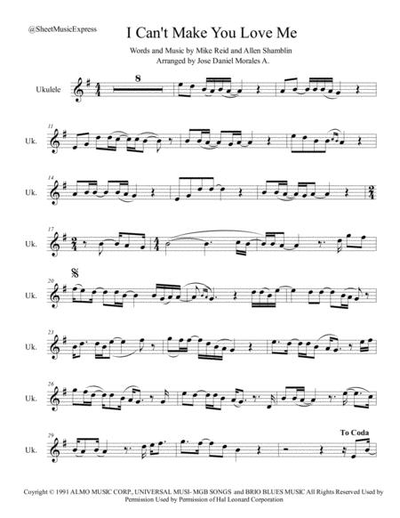 I Cant Make You Love Me For Ukulele Sheet Music