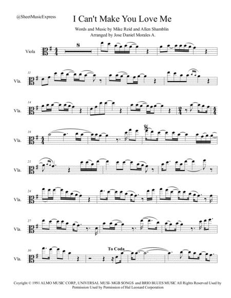 I Cant Make You Love Me For Viola Sheet Music