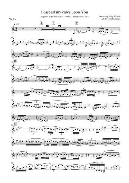 Free Sheet Music I Cast All My Cares Upon You Violin