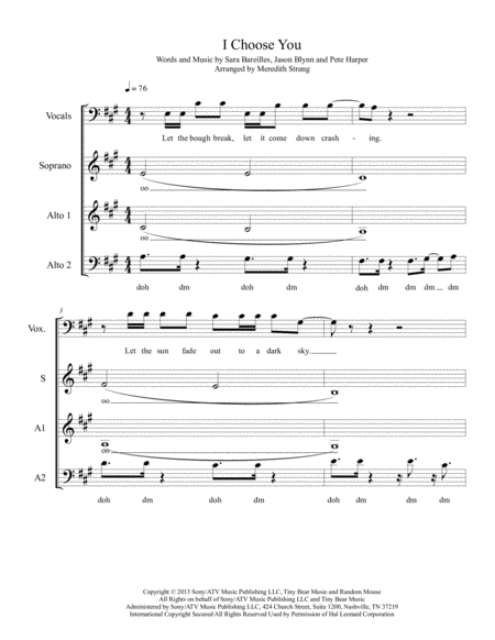 I Choose You A Cappella Sheet Music