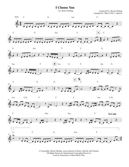 I Choose You Lead Sheet Ryann Darling Sheet Music