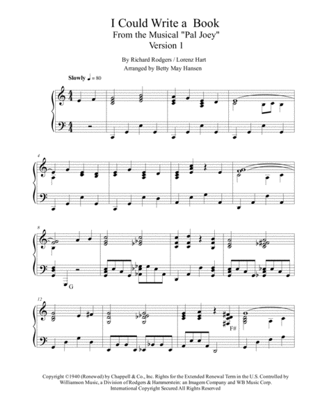 Free Sheet Music I Could Write A Book