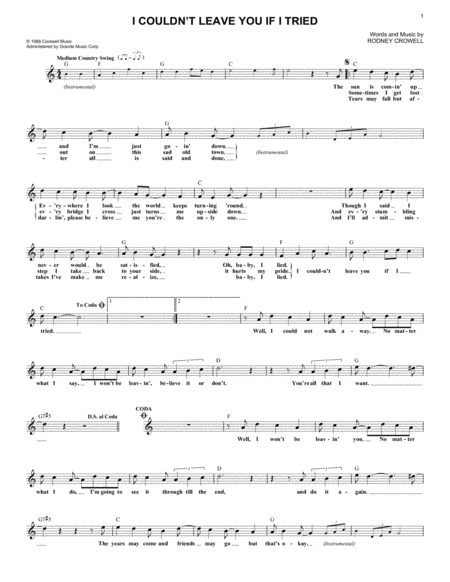 Free Sheet Music I Couldnt Leave You If I Tried