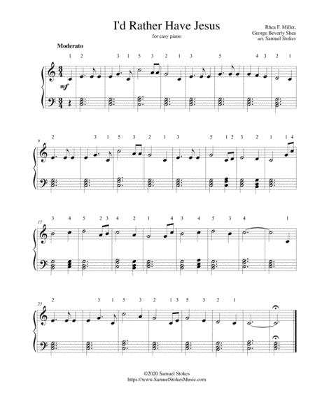 Free Sheet Music I D Rather Have Jesus For Easy Piano