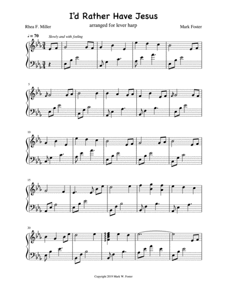 Free Sheet Music I D Rather Have Jesus Harp In Eb