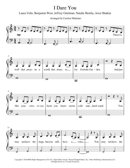 I Dare You Easy Piano Sheet Music