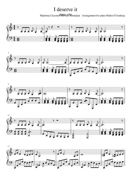 Free Sheet Music I Deserve It For Piano Solo