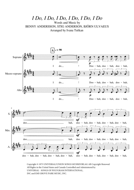 Free Sheet Music I Do I Do I Do I Do