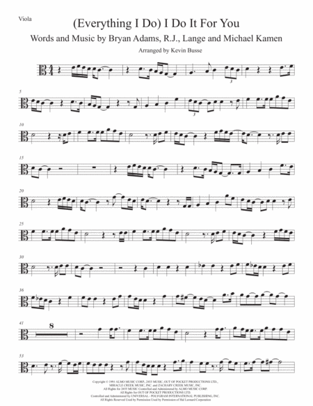 Free Sheet Music I Do It For You Easy Key Of C Viola