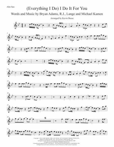 Free Sheet Music I Do It For You Original Key Alto Sax